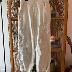 H&M White Cargo Utility Pants